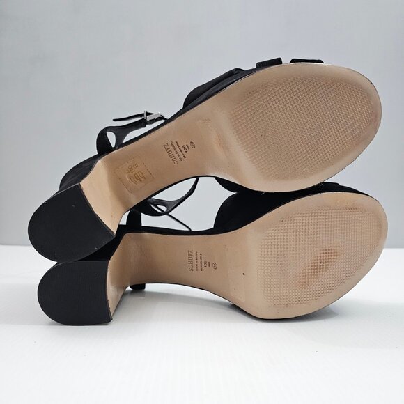 Schutz Keefa Platform Block Heel Womens 10 Black Nubuck Strappy Sandal Evening - Picture 11 of 13